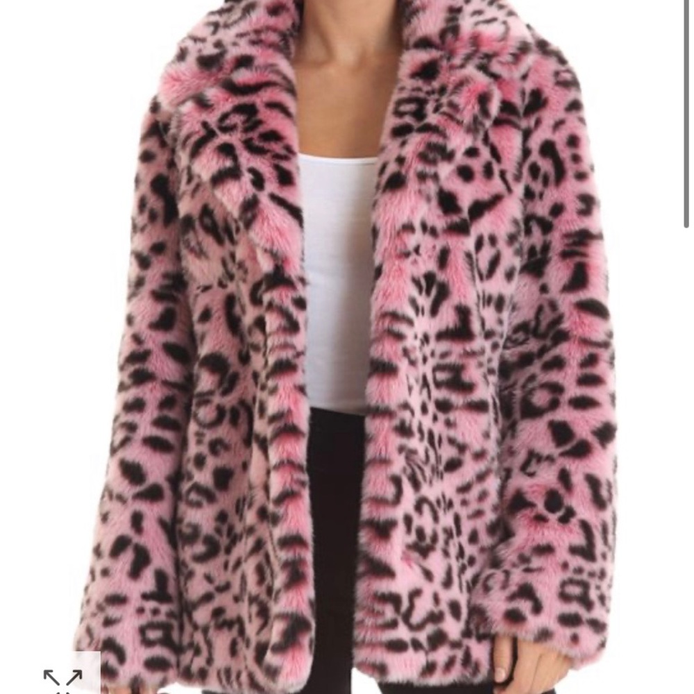 Avec Le Filles Pink Leopard Coat